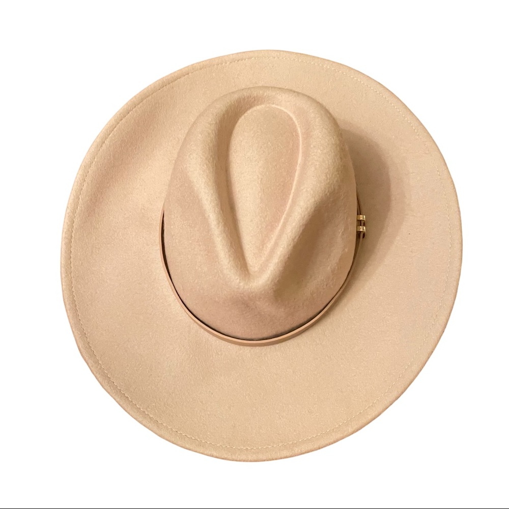 Felt Oversized Hat With leather and gold accents One Size - Picture 4 of 4